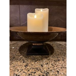 PartyLite‎ Sahara Sands Centerpiece Pedestal Bowl P9702 13" 3-Wick Candle Holder
